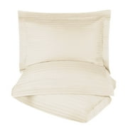 Egyptian Cotton 600 Thread Count Stripe Duvet Cover Set, Ivory, King/California King by Superior