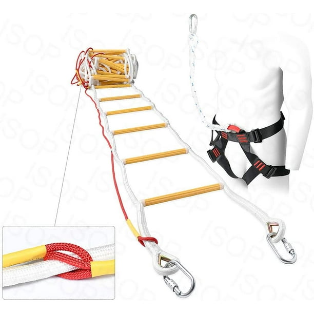 Isop Usa Isop Rope Ladder Fire Escape Use | Emergency Exit Ladder 8/13/16/25/32 Ft | Retractable Safety Rope Ladders With Carabiners – Lightweight & C