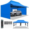 thumbnail image 3 of COBIZI 10x20 Pop Up Canopy, Heavy Duty Full-Truss Party Tent, Removable Awning & 4 Sidewalls, 420D PU Oxford, Waterproof, UPF 50+, 600D PVC Roller Bag, Blue, 3 of 12