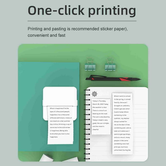 2Inches Mini Pocket Printer Portable Thermal Machine Wireless BT Connection for Picture Label Handcraft List Meno Notes Journal Receipt Paper Sticker with 1 Roll