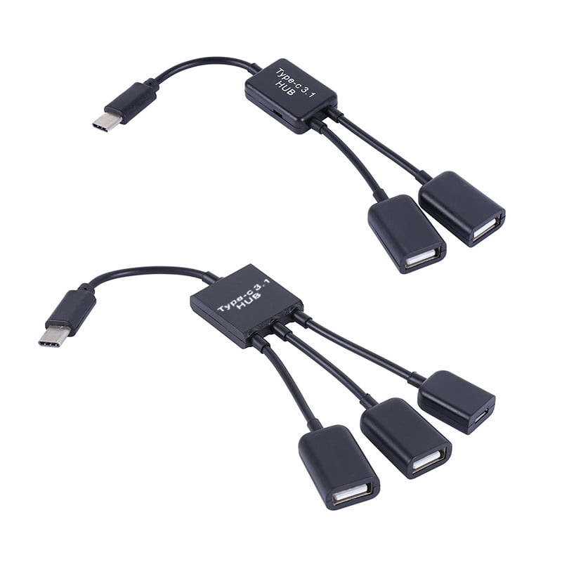 15cm USB Type C 3.1 Male to Dual USB 2.0 Female OTG Charging Cable 2 Port HUB Cables 1 to 3 Cord or Y Splitter Cables