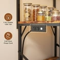 thumbnail image 6 of Bakers Rack with Power Outlet & LED Lights, Small Coffee Bar Table with Adjustable Storage Shelf, 4 Tiers Microwave Stand with 8 Hooks, Coffee Station for Appliance Organizer, Rustic Brown, 6 of 9