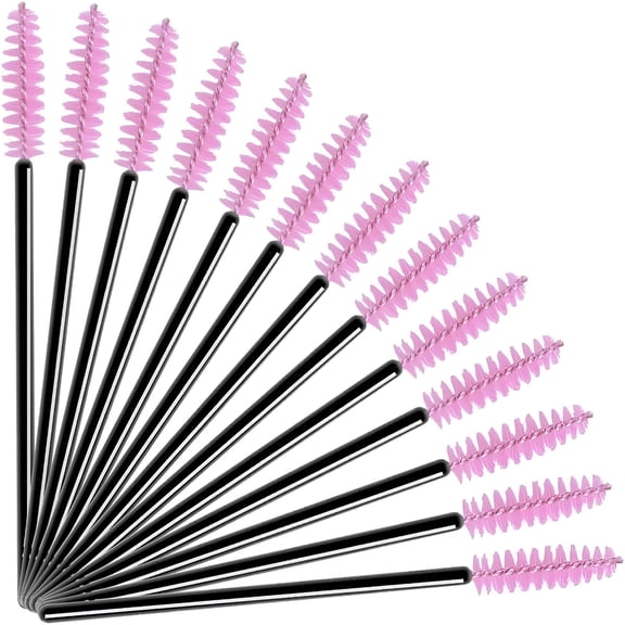 RAGUPEL 50 Pcs Disposable Wands, Eyelash Brush Spoolies for Eyebrow Eye Lash Extension (Pink Black)