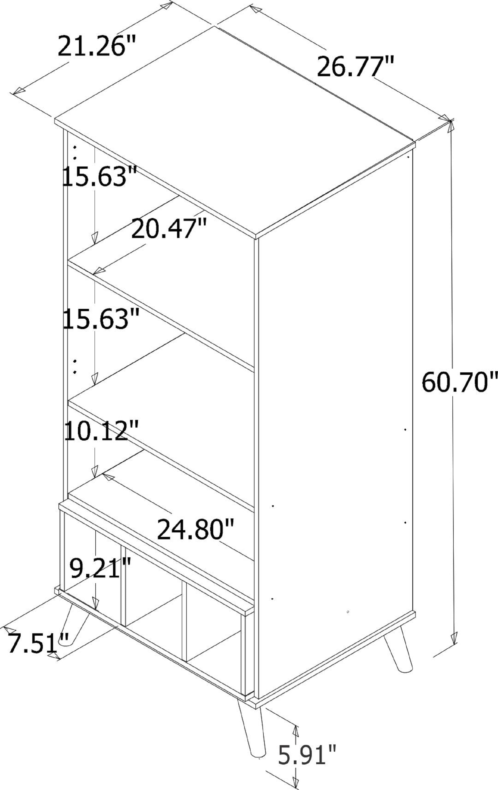 Hampton 26.77 Display Cabinet 6 Shelves and Solid Wood Legs