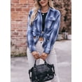 thumbnail image 3 of Arvbitana Women's Casual Loose Plaid Shirt Long Sleeve Lapel Button Blouses Spring Autumn Fashion Tops for Daily Streetwear S M L XL XXL, 3 of 7
