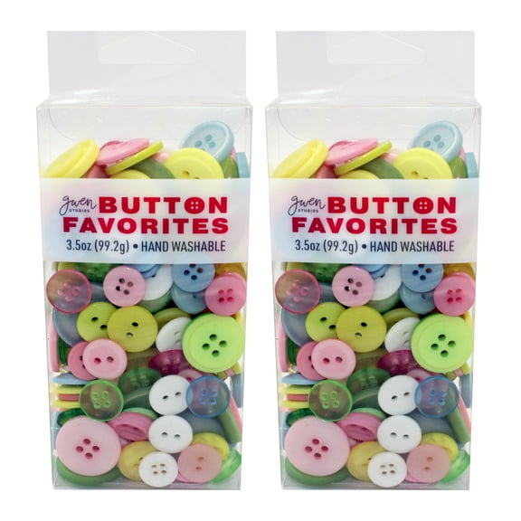 Gwen Studios Plastic Sewing Buttons Value Pack, 7 oz., Assorted Sizes, Pastel Colors