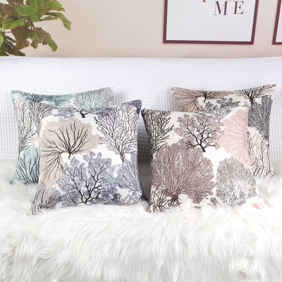 REGALWOVEN 4 Pack Square Decorative Throw Pillow Covers, 18"x18"