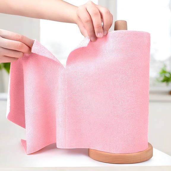 ACDANC Microfiber Cleaning Cloth Roll - Tear-Away Towels,Lint-Free,Reusable,Washable,20 Sheets for Kitchen,Car,Dishes,and Sensitive Surfaces (Pink)