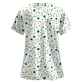 thumbnail image 5 of felwors Scrubs for Women Tops Animal Print Shirt V Neck Cartoon Pattern Short Sleeve Nursing Uniform with Pockets (Light Green, XXXL), 5 of 5