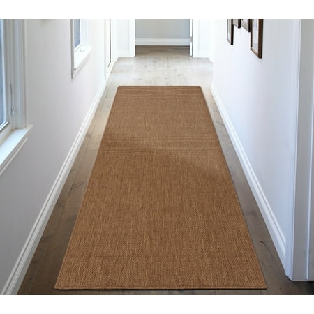 ft outdoor indoor rug ottomanson brown jardin solid rugs area runner runners synthetic backing jute sisal natural 3x7 dialog displays
