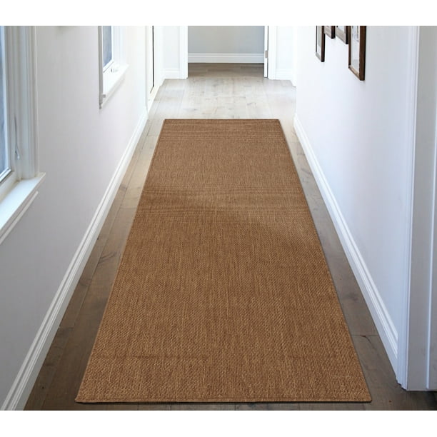 Ottomanson Jardin Collection Natural Solid Design Indoor/Outdoor Jute