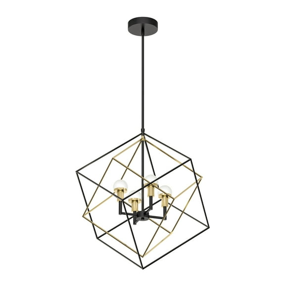 Artika Peyton LED Modern Mid-Century Chandelier, Black and Gold