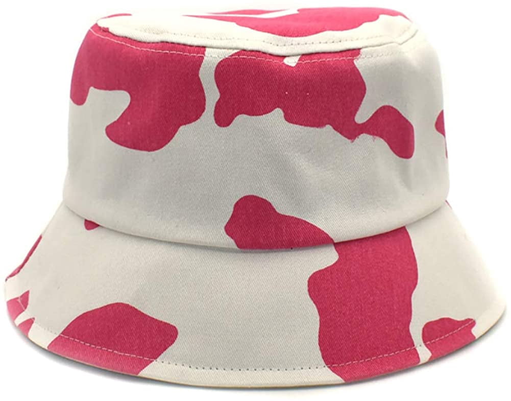 Cow Print Bucket Hat Foldable Black 