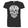 thumbnail image 1 of PleaseMeTees™ Womens Mexican colorful Art Skull Dia de Los Muertos HQ Tee, 1 of 1