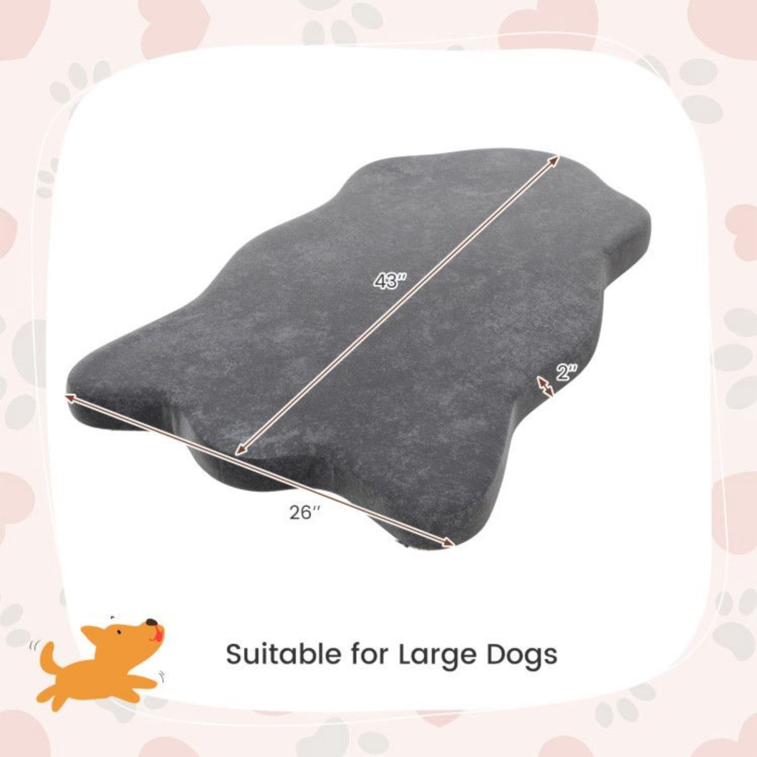 ZHICHUN Orthopedic Memory Foam Dog Bed 43 x 26 Waterproof Pet Bed for Large Dogs
