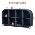 thumbnail image 4 of Weselon 55" Long Curved Horizontal Bookcase with 8-Cube Storage, Mid-Century Modern Low Bookshelf Storage Cabinet for Living Room, Entryway, Blue, 4 of 10