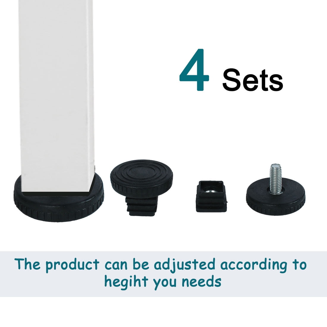 Leveling Feet 20 X 20mm Square Inserts Kit Furniture Glide Adjule Leveler For Table Chair Leg 4 Sets