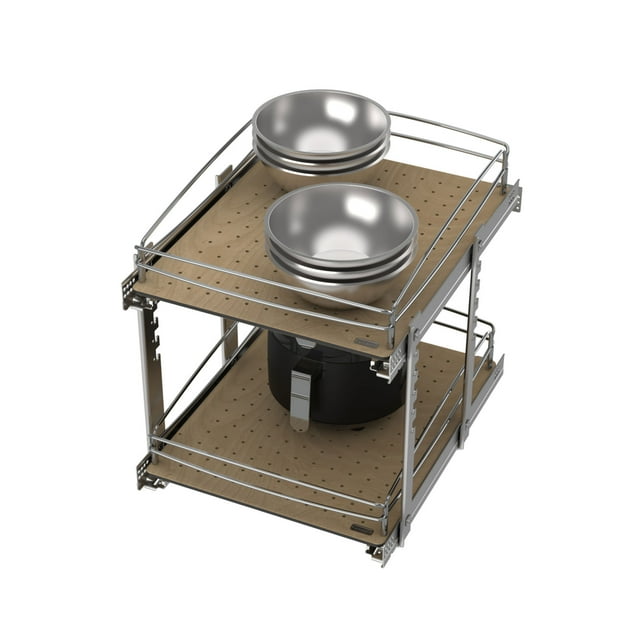 Rev-A-Shelf 2 Tier Bottom Pull Out Base Cabinet Organizer, 54BK-18SC-2-1