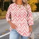 thumbnail image 1 of TaTaai Women's Plus Size Printed T-Shirt Round Neck 3/4 Sleeve Chest Cut-out Design Loose Fit Casual Spring Summer Layering Blouse Gift, 1 of 6