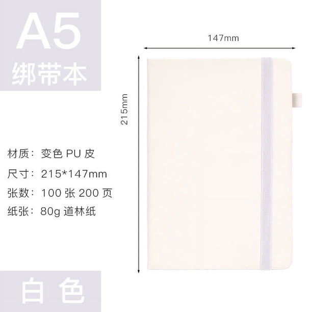 Xiao Hua 2 juegos de cuadernos rayados, tamaño a4, tapa dura de cuero de trabajo, 21,5 x 14,7 cm, cuaderno grande, cuaderno profesional de negocios, color blanco