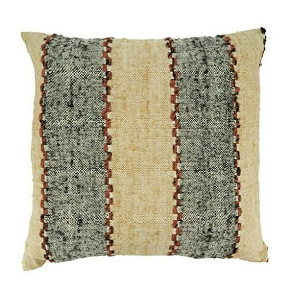 Fennco Styles Stripe Design Cotton Decorative Throw Pillow Cover 20" W x 20" L - Multicolored Woven Square Cushion for Home, Couch, Living Room, Bedroom, Office and Holiday Décor
