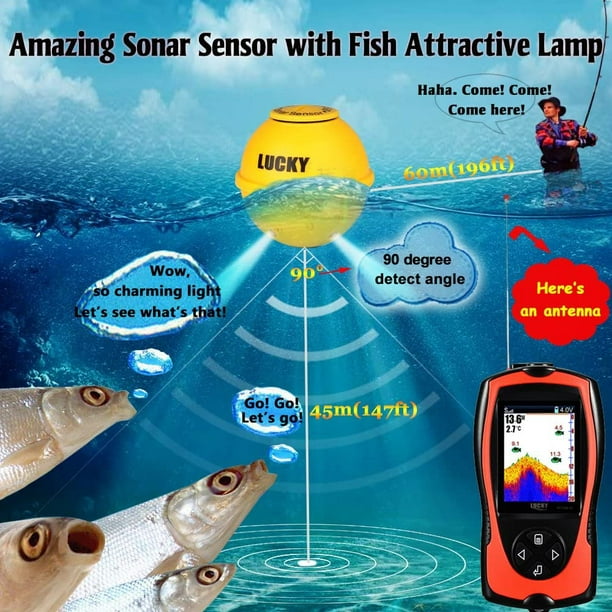 LUCKY Portable Fish Finder Transducer Sonar Sensor 147 Feet Water