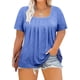 thumbnail image 3 of Tops de Talla Grande para Mujer, Corta, Cuello Cuadrado, Túnica Holgada de Verano para Leggings. Azul XL, 3 of 8