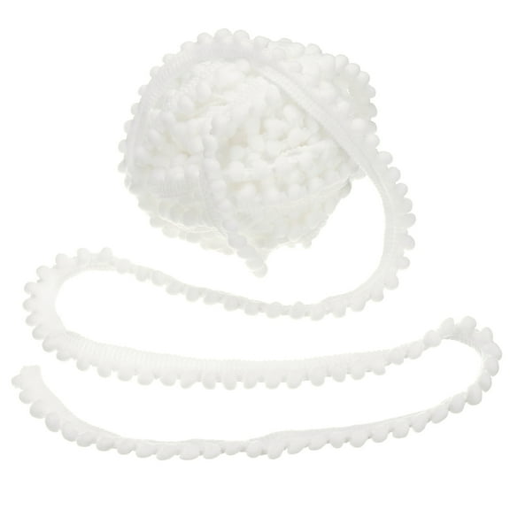 25 Yards Pom Pom Trim Ribbon, 0.5" Wide White Pom Pom Ball Fringe Trim Sewing Fringe Fabric Trim Ribbon for DIY Crafts Curtain Clothes Pillow Home Decoration