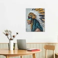 thumbnail image 2 of Indian Girl Feathered Women Colorful Feathered Painting Native Wall Art Giclee Prints Artwork Retro Abstract Wall Decor for Bedroom Bathroom Home Decorations, 2 of 5