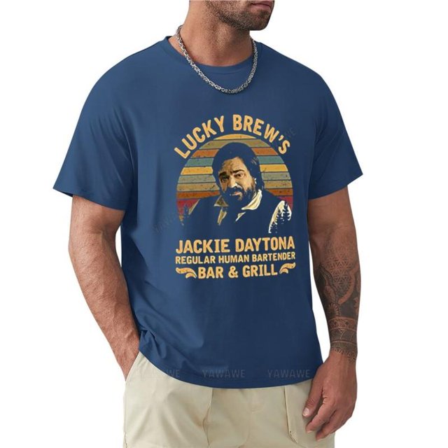 Camiseta de la suerte brew para hombre camisa blanca de diseño vintage para el verano de la marca de moda jacke-bar y Grill