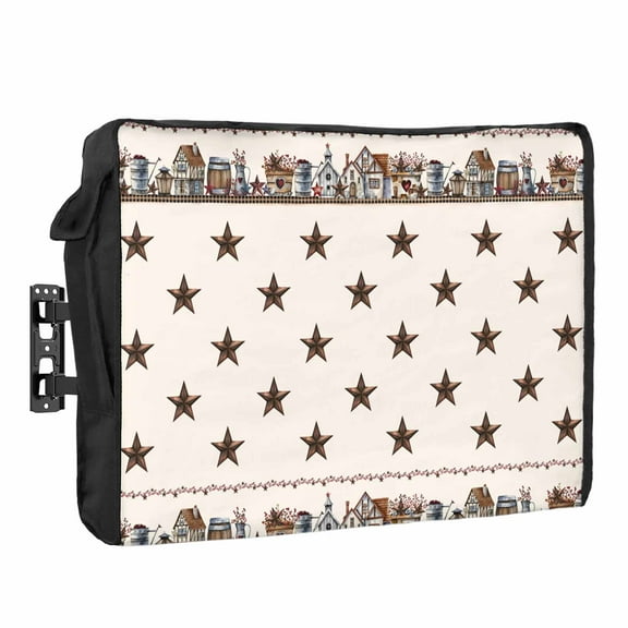 Outdoor TV Cover 36 to 39 Inches, Farmhouse Country Star Barn Bucket Berry Country Vintage Waterproof TV Cover with Remote Control Pocket, Flat Screen TV Cover Protector for Outside TV