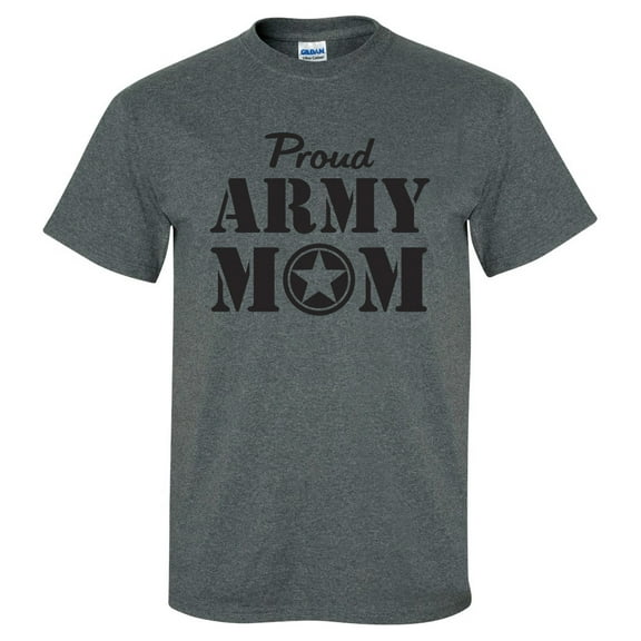 Proud ARMY Mom Short Sleeve T-Shirt in Dark Heather Grey