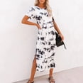 thumbnail image 3 of Teissuly Fashion Womens Tie-Dye Long Sleeve Loungewear Sides Split Comfy Casual Dress, 3 of 6