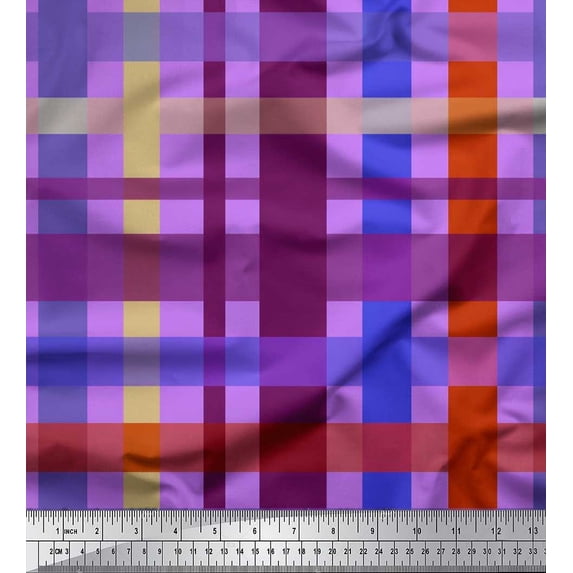 Soimoi Poly Georgette Fabric Check Check Print Fabric by Yard 52 Inch Wide