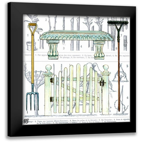 Joyner, Ginny 12x12 Black Modern Framed Museum Art Print Titled - Garden Bench