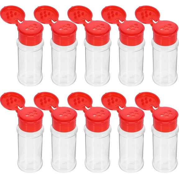 2 PCS Castor Jar Spice Bottles with Labels Popcorn Containers Red