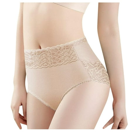 LARUYEKO Women s Briefs Lace Trim Plus Size Panties Women s Cotton Underwear High Waisted Ladies Full Coverage Panties High-Cut Stretch Cool Underwear