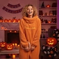 thumbnail image 2 of Pumpkin Onesie Adult, Halloween Pumpkin Costume Pajamas, Plush Fleece Hooded One-Piece Pajamas Long Sleeve Cozy Home Loungewear Orange L, 2 of 7