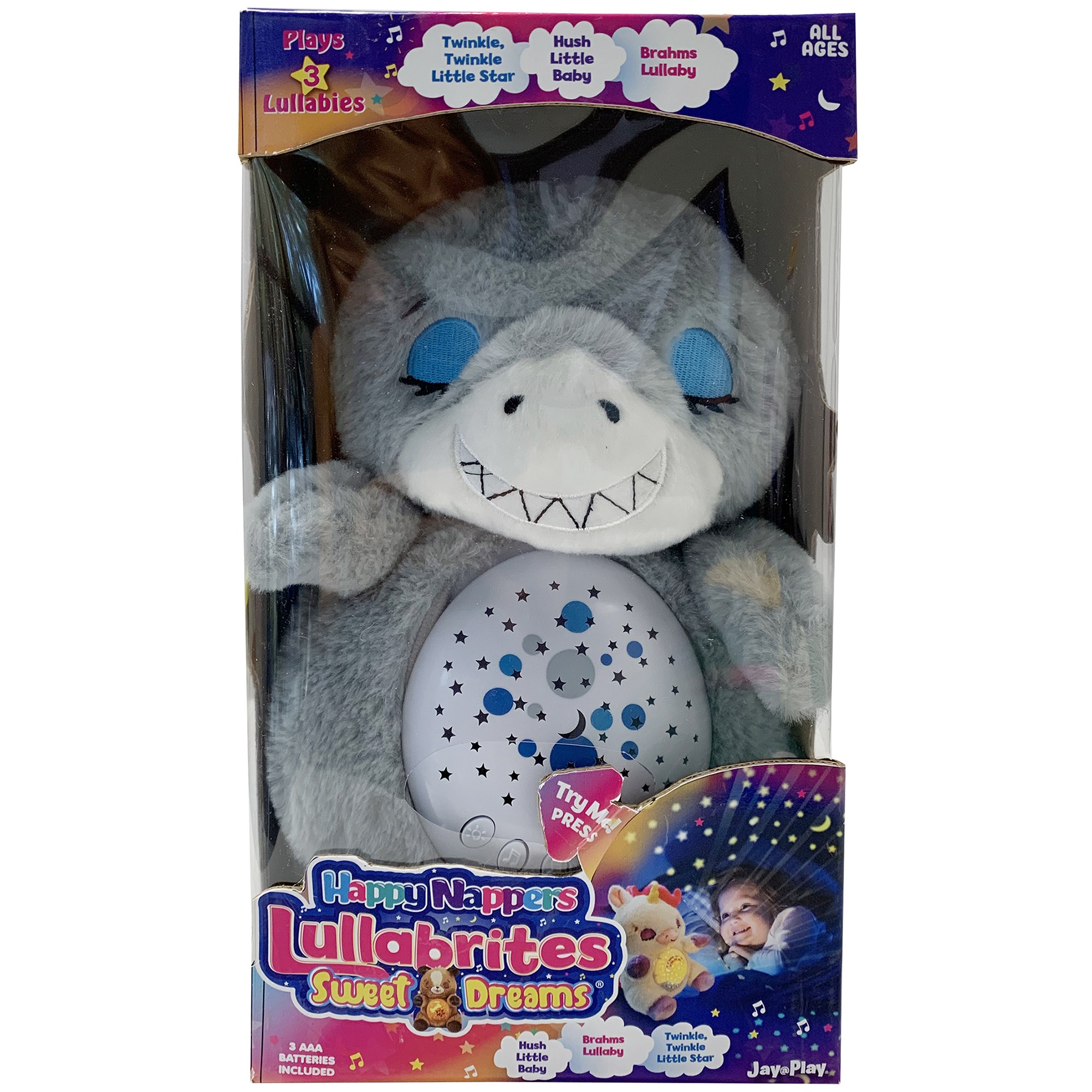 Happy Nappers: Lullabrites Sweet Dreams - Shark - Grey & Blue - Lights & Sounds Animal Plush, Plays 3 Lullabies, Color Changing, Day & Night, Kids
