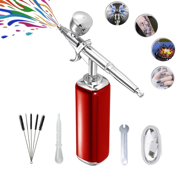 Airbrush Set Cordless Airbrush kit with Compressor, Airbrush Cake Decoration High Airflow Miniature Painting Tool, Temporary Tattoo, Spray Gun for Model Hair Barber Enhancement, Nail Art