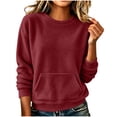 thumbnail image 2 of HOMBOM Crew Neck Sweatshirts for Women Fleece Winter Long Sleeve Cute with Pockets No Hood Womens Sweat Shirts Outdoor Outfits, 2 of 7