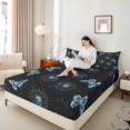 thumbnail image 4 of Manfei Dreamy Butterfly Child Bed Sheets, Blue Dandelion King Sheets, Mystic Starry Sky Sheet Set, Lightweight Room Decor, 4-Piece, 4 of 7