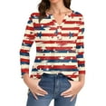 thumbnail image 5 of CHCNHAC Womens 4th Of July Shirts Trendy 4th Of July Printed Tops 4th Of July 3/4 Sleeve Button Down V-Neck Shirts Summer Loose Festival Shirts Red L, 5 of 6