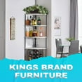 thumbnail image 4 of Kings Brand Furniture - 5 Tier Corner Wine Rack with Glass Holder and Storage Shelves, Wine Bar Cabinet for Living Room, Dining Room, Kitchen, White Oak/Black, 4 of 8