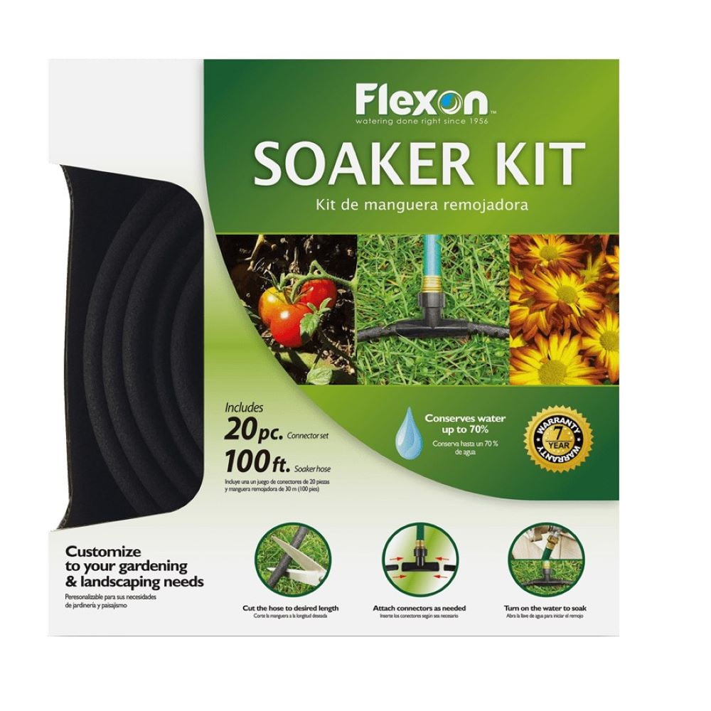 Flexon 100ft 20Piece Garden Soaker Hose Kit