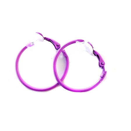 Clip-on Earrings 1 inch Purple Hoop Earrings No Post
