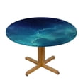 thumbnail image 3 of WYYP Galaxy Stars Clouds Round Tablecloth Waterproof Resistant Fabric 100% Polyester Fiber with Elastic Edge White, 3 of 8