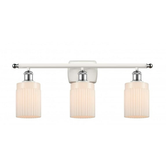Innovations 516-3W-WPC-G341-LED Hadley 3 Light Bath Vanity Light part of the Ballston Collection, White and Polished Chrome