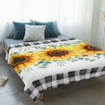 thumbnail image 4 of Sunflower Blanket Soft Cozy Warm Throw Blanket for Couch, Plush Fuzzy Flannel Fleece Blankets for Sofa, Yellow Floral Black Plaid Eucalyptus Leaves Bed Blankets Lightweight Gifts for Women, 30"x40", 4 of 9