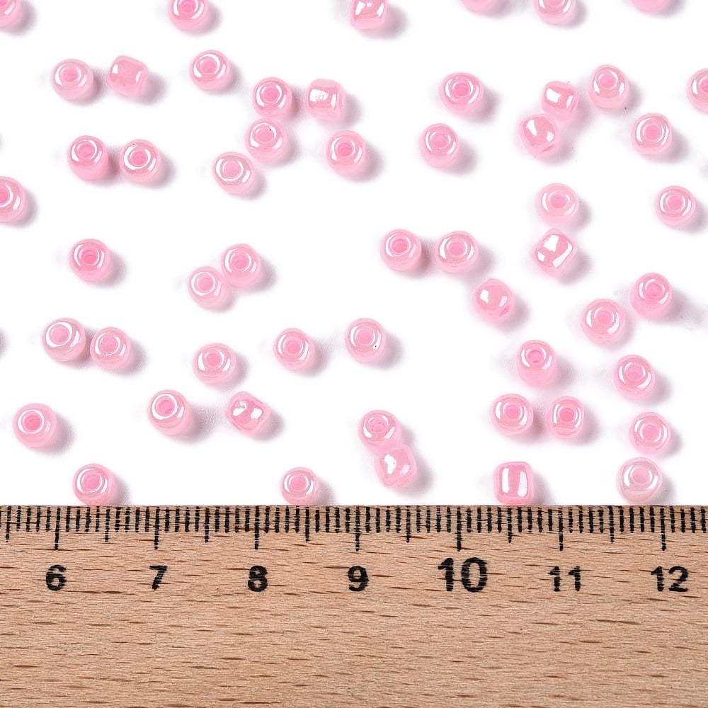 Glass Seed Beads Ceylon Round Pink 4mm Hole: 1.5mm about 4500pcs/pound